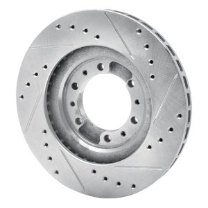 Mitsubishi Montero Brake Rotor (1) - Front Left - R1 Concepts - Drilled & Slotted - Silver - `90-`04